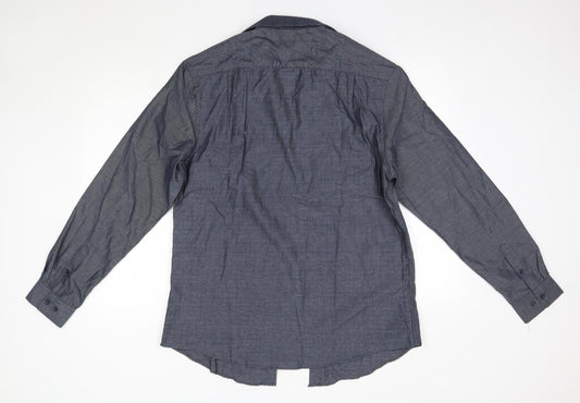 George Mens Grey Polyester Dress Shirt Size 15.5 Collared