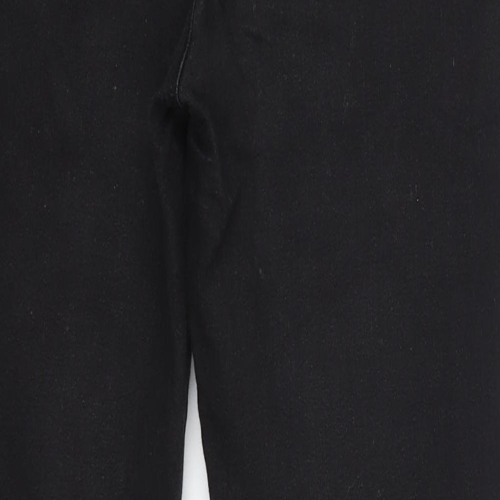 Brand and care label for Peacocks women’s black cotton skinny jeans, size UK 12, 28-inch leg regular