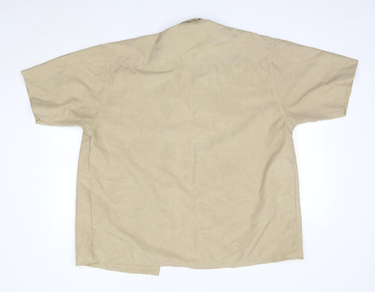 Mens UK Size XL Urban Spirit Beige Button-Up Short Sleeve Casual Shirt