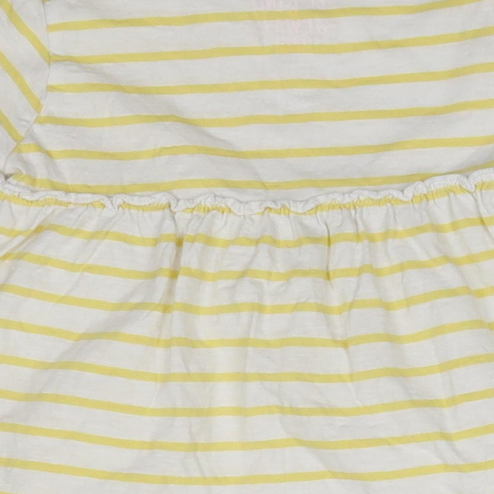 F&F Girls Yellow Striped 100% Cotton Basic Blouse Size 4-5 Years Round Neck