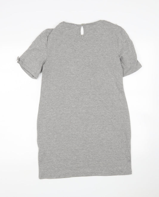 ASOS Womens Grey Polyester Jumper Dress Size 8 Round Neck