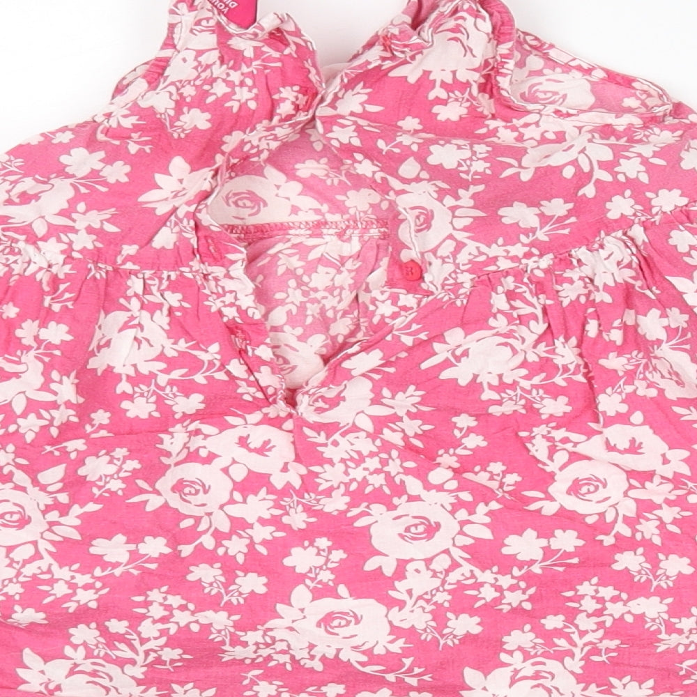 YD Girls Multicoloured Floral Cotton A-Line Size 3-4 Years Square Neck