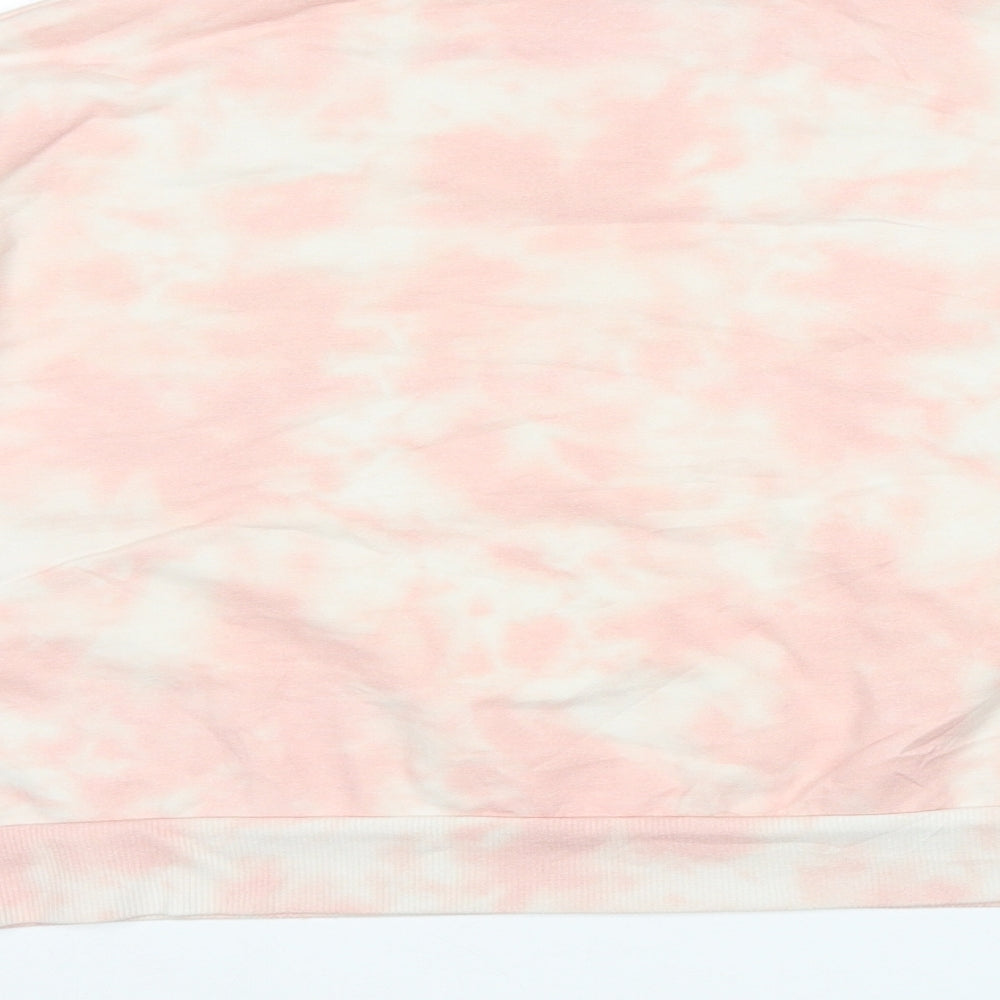 Brand and care label for Primark women’s pink cotton pullover sweatshirt, size L