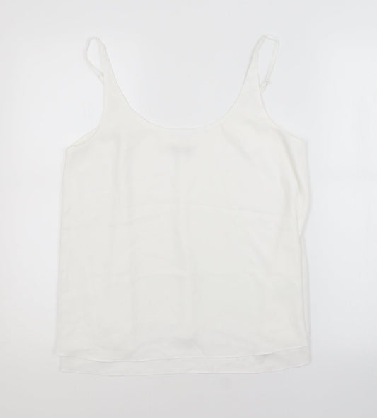 Miss Selfridge Womens White Basic Tank Size 12 Scoop Neck