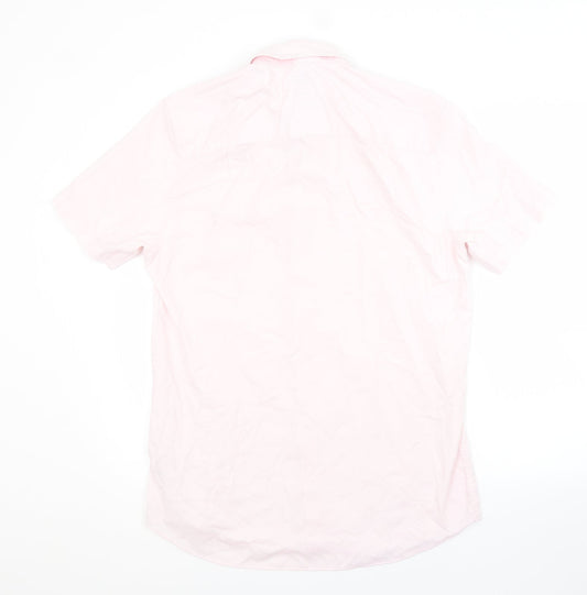 Mens UK Size 15.5 NEXT Pink Button-Up Short Sleeve Casual Shirt