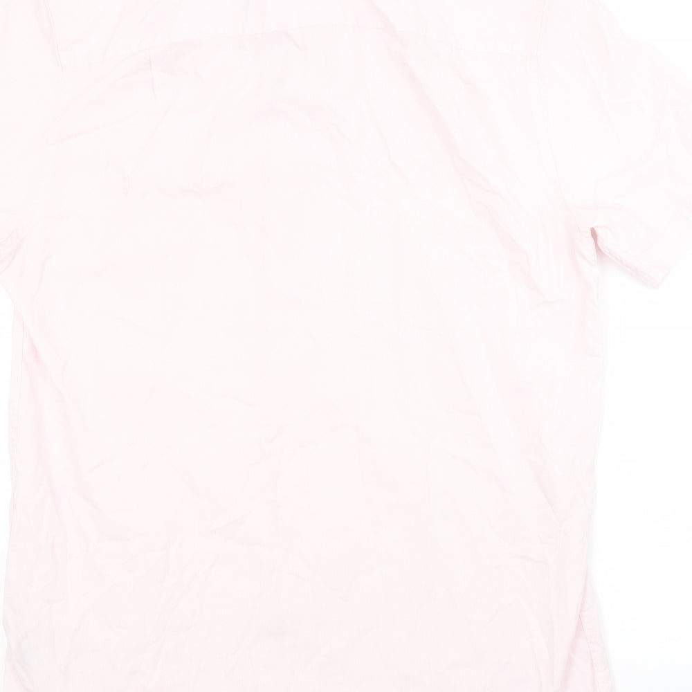 Mens UK Size 15.5 NEXT Pink Button-Up Short Sleeve Casual Shirt