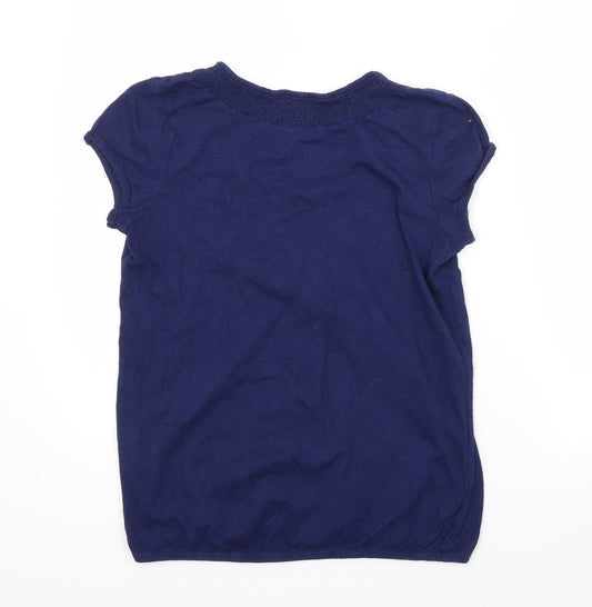 F&F Womens Blue Cotton Basic Blouse Size 10 Scoop Neck