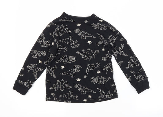 F&F Boys Black Animal Print Cotton Pyjama Top Size 5-6 Years - DINOSAURS