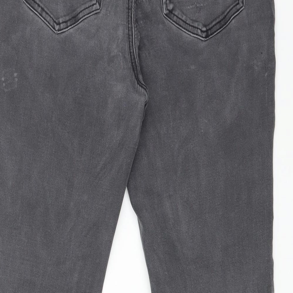 Brand and care label for Tu women’s grey cotton skinny jeans, size UK 10, 25-inch leg regular
