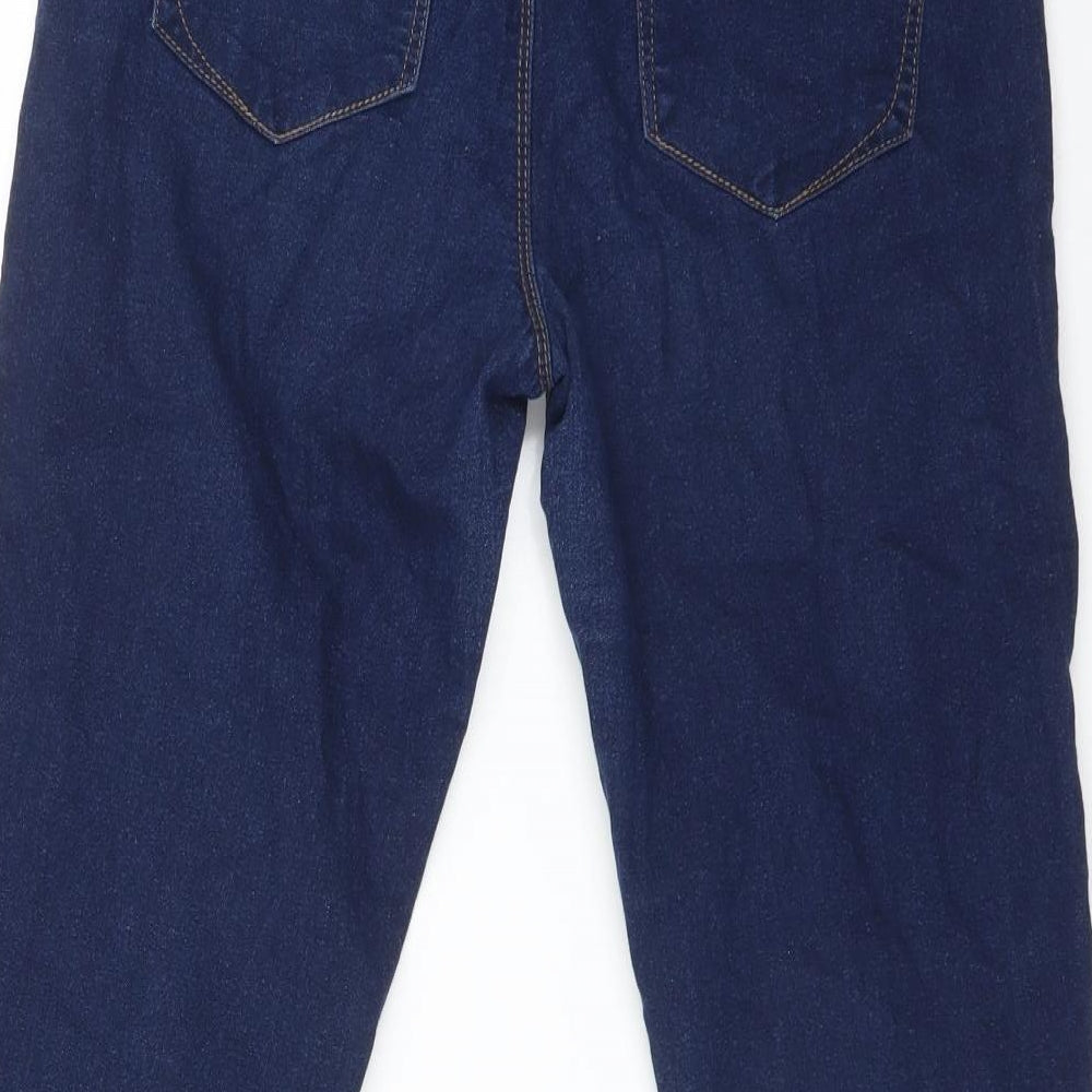 Brand and care label for DENIM CO women’s blue cotton jegging jeans, size UK 8, 25-inch leg regular