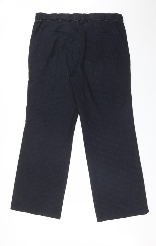 EDC Womens Blue Striped Polyester Trousers Size 4 L31 in Regular