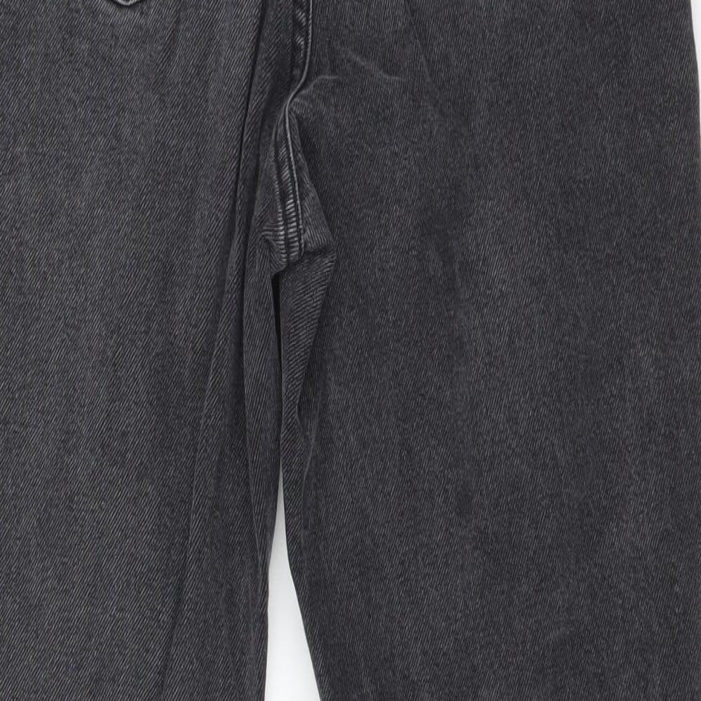 Brand and care label for DENIM CO women’s black cotton straight jeans, size UK 6, 26-inch leg regular