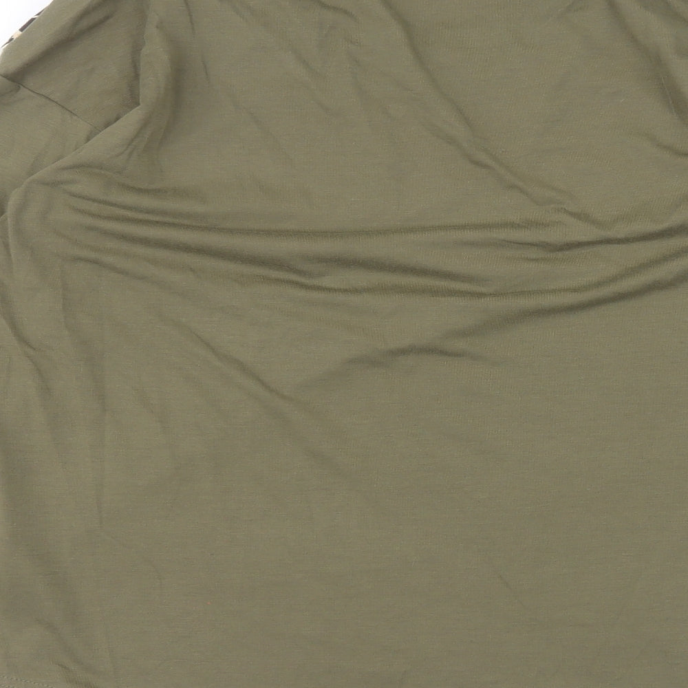 SheIn Womens Green Polyester Basic T-Shirt Size M Round Neck