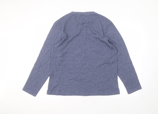 F&F Mens Blue Round Neck Cotton Pullover Jumper Size L