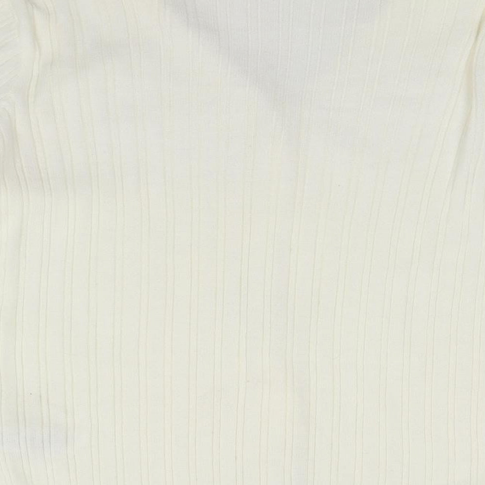 Boohoo Womens Ivory Collared Acrylic Cardigan Jumper Size 16