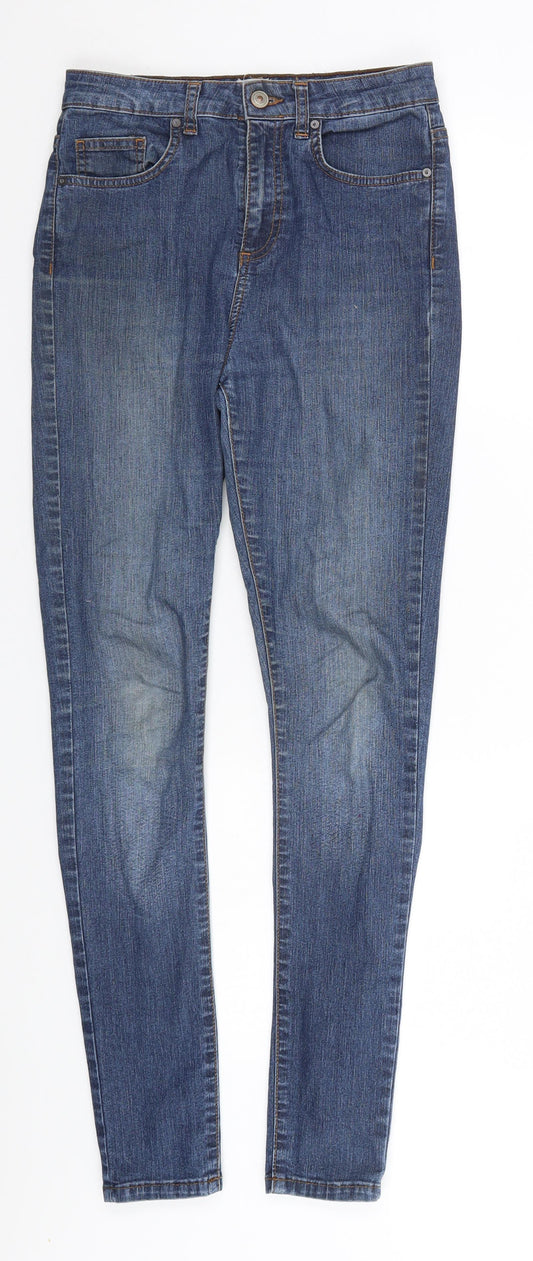 Additional front view of ASOS women’s blue cotton skinny jeans, size UK 10, 28-inch leg slim