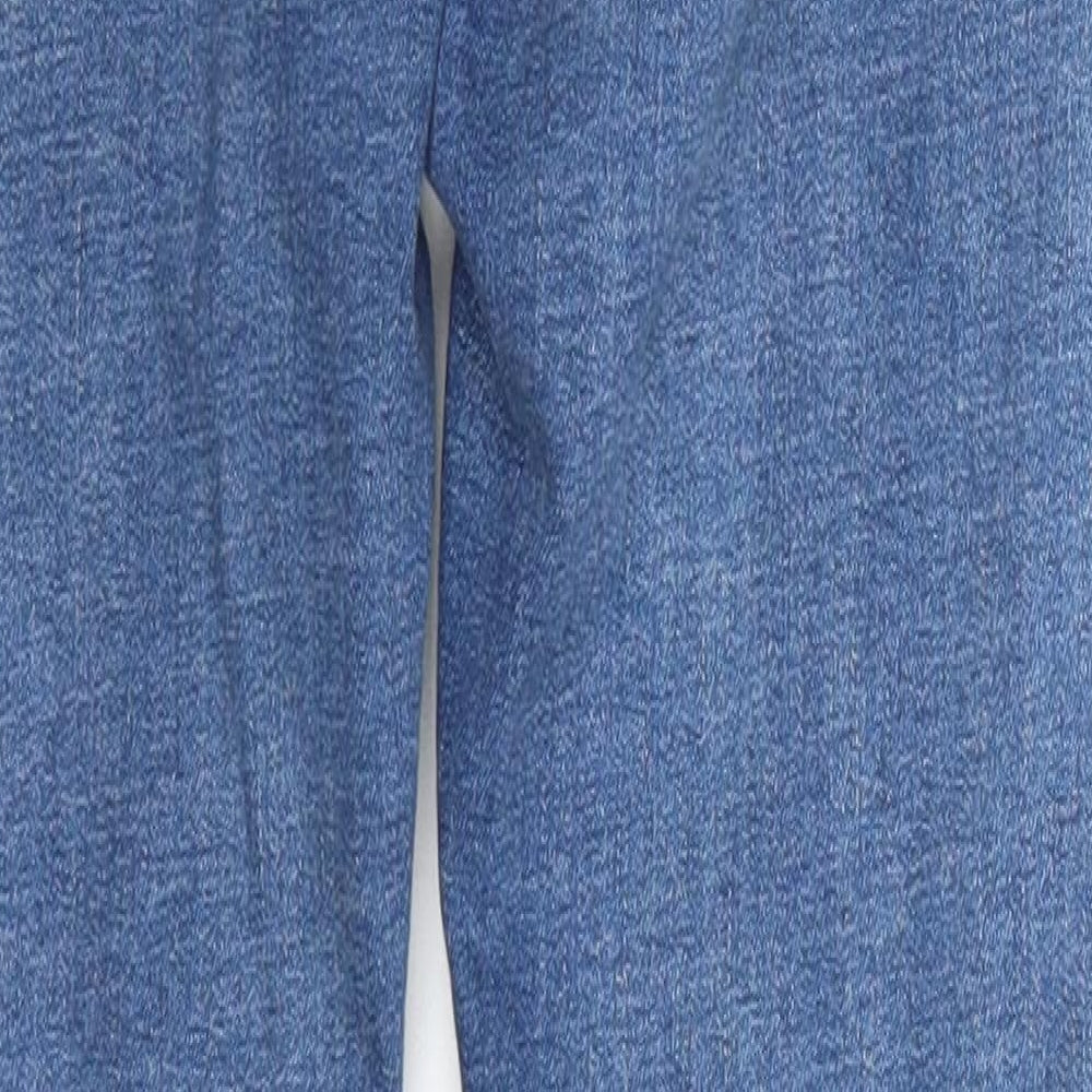 Brand and care label for Denim & Co. women’s beige cotton skinny jeans, size UK 8, 25-inch leg regular