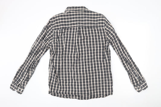 Mens UK Size M Easy Black Button-Up Long Sleeve Casual Shirt