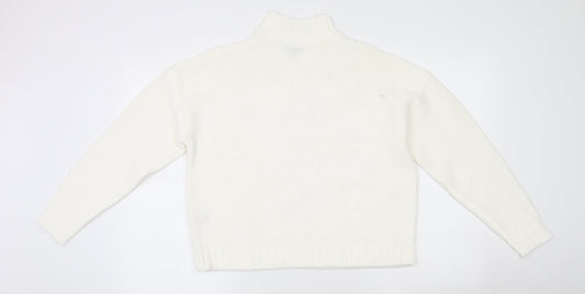 Womens UK Size S Peacocks Beige Henley Jumper