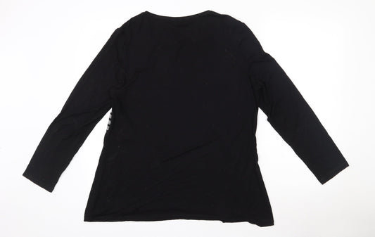 Womens UK Size 16 CHIANTI Black Basic T-Shirt