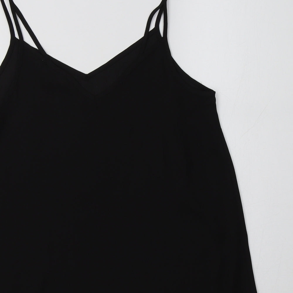 Brand and care label for Primark women’s black polyester camisole tank, size UK 10, v-neck