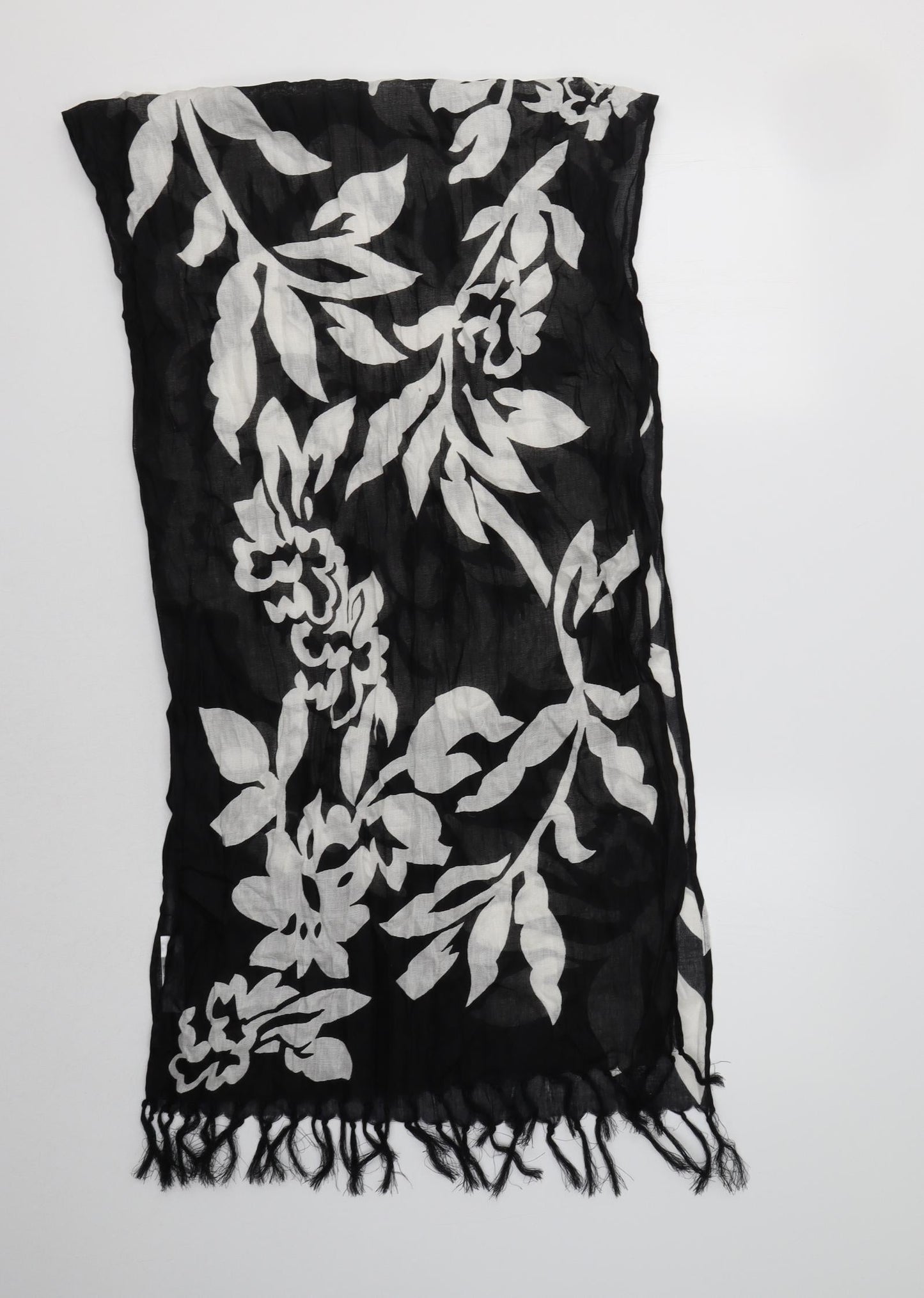 Preworn Womens Black Floral Viscose Shawl/Wrap