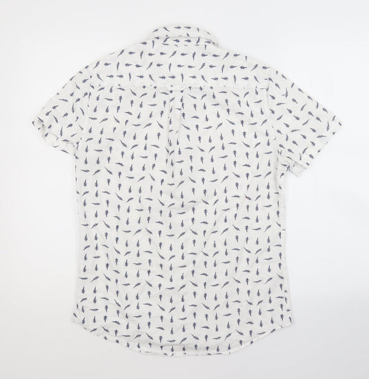 Mens UK Size S Burton White Button-Up Short Sleeve Casual Shirt