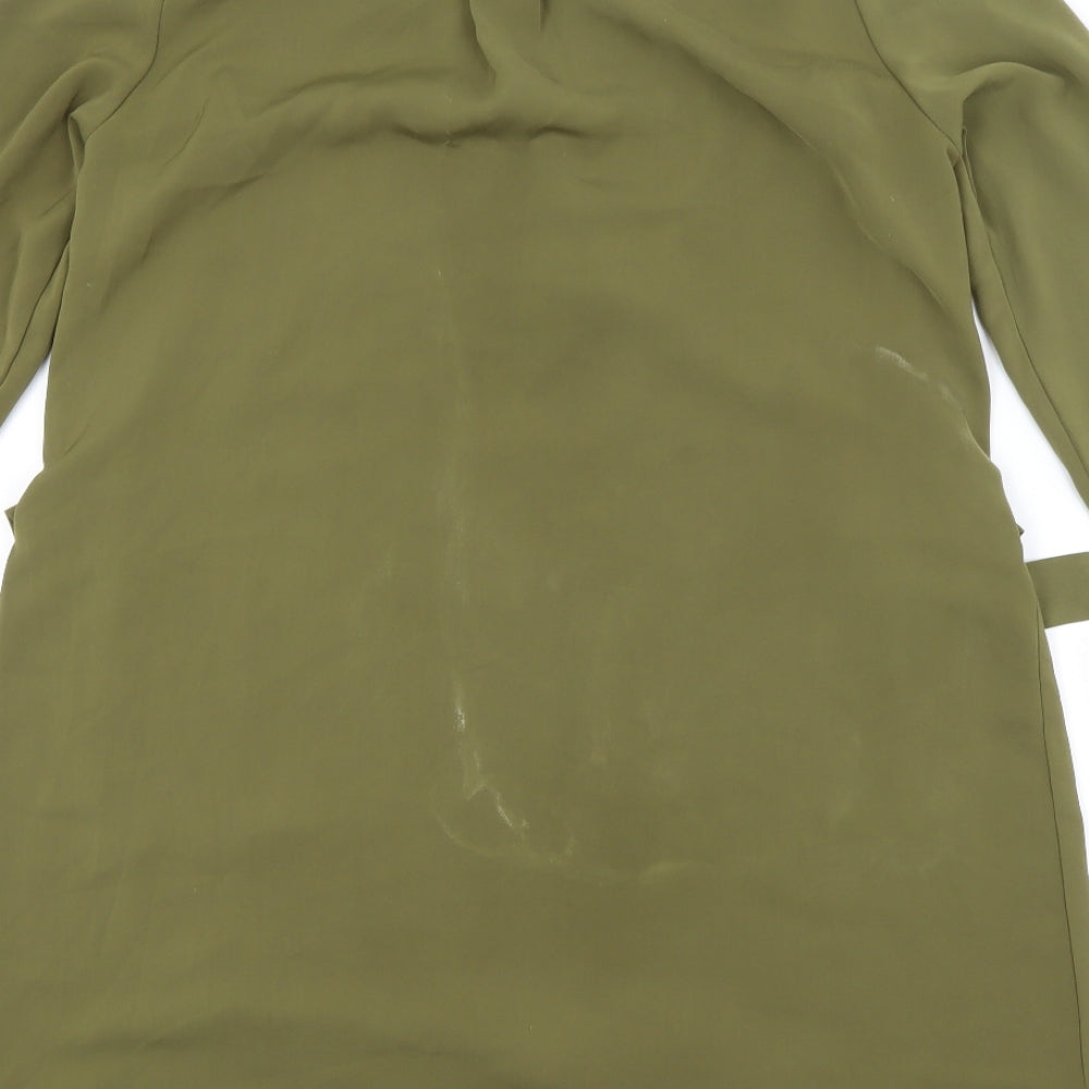 CAMEO ROSE Womens Green Polyester A-Line Size 8 V-Neck