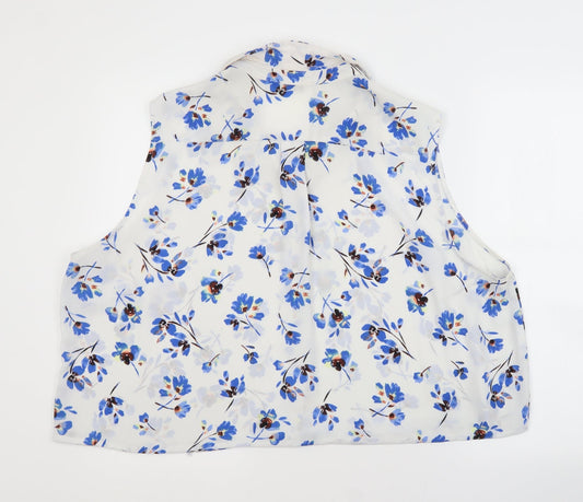 George Womens White Floral Basic Button-Up Collared