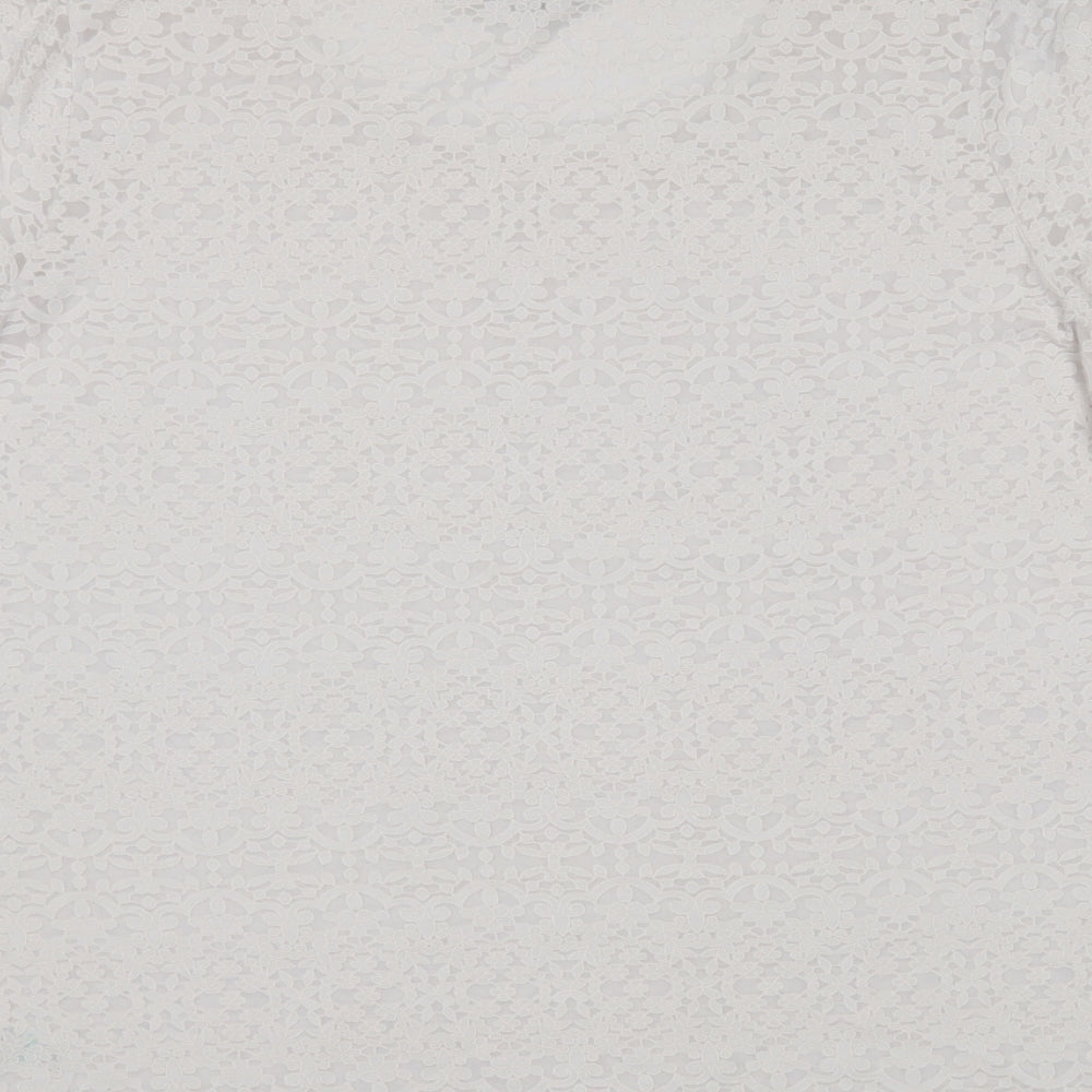 Matalan Womens White Floral Polyester Basic T-Shirt Size 20 Round Neck