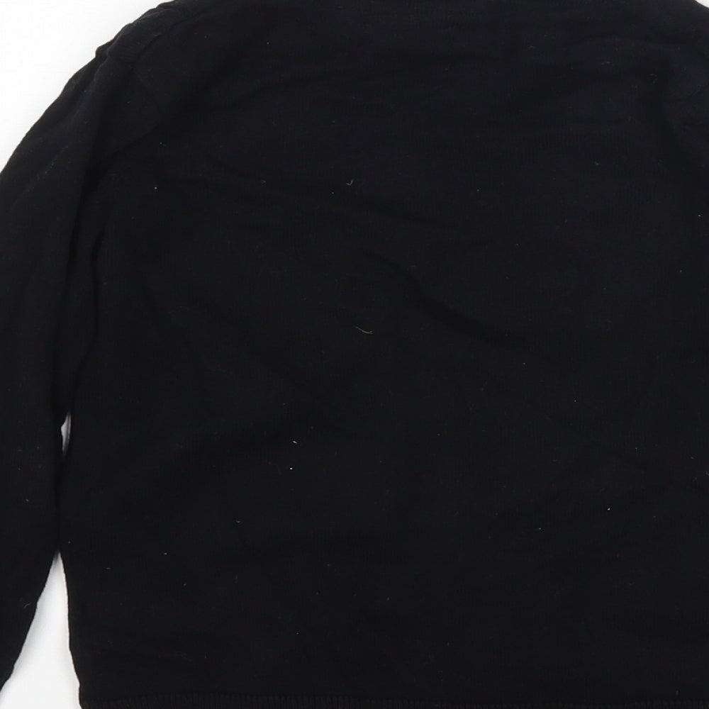 Debenhams Girls Black V-Neck Cotton Cardigan Jumper Size 5-6 Years