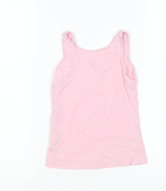 Primark Girls Green Animal Print Cotton Basic Tank Size 5-6 Years Round Neck