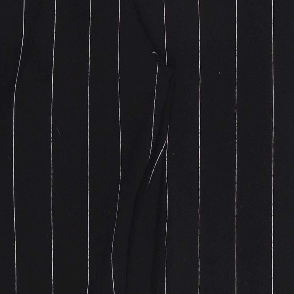 Cameo Womens Black Striped Polyester Trousers Size 8 L27 in Regular