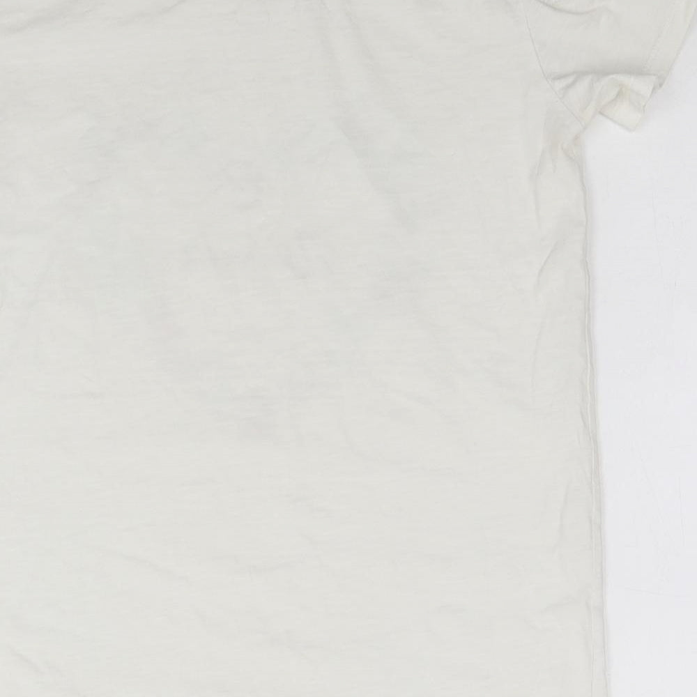 Primark Womens White Cotton Basic T-Shirt Size 6 Round Neck