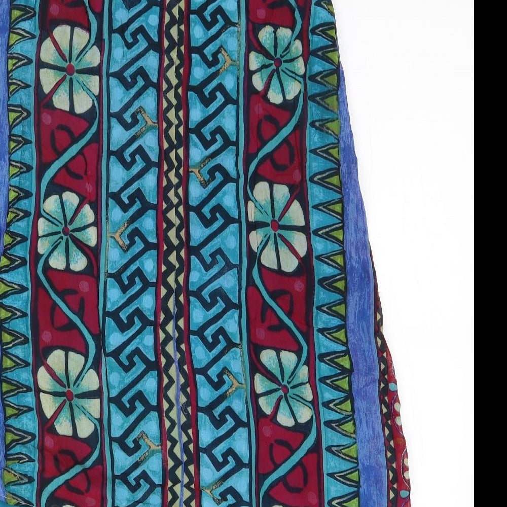 Kushi Womens Blue Floral Viscose A-Line Round Neck