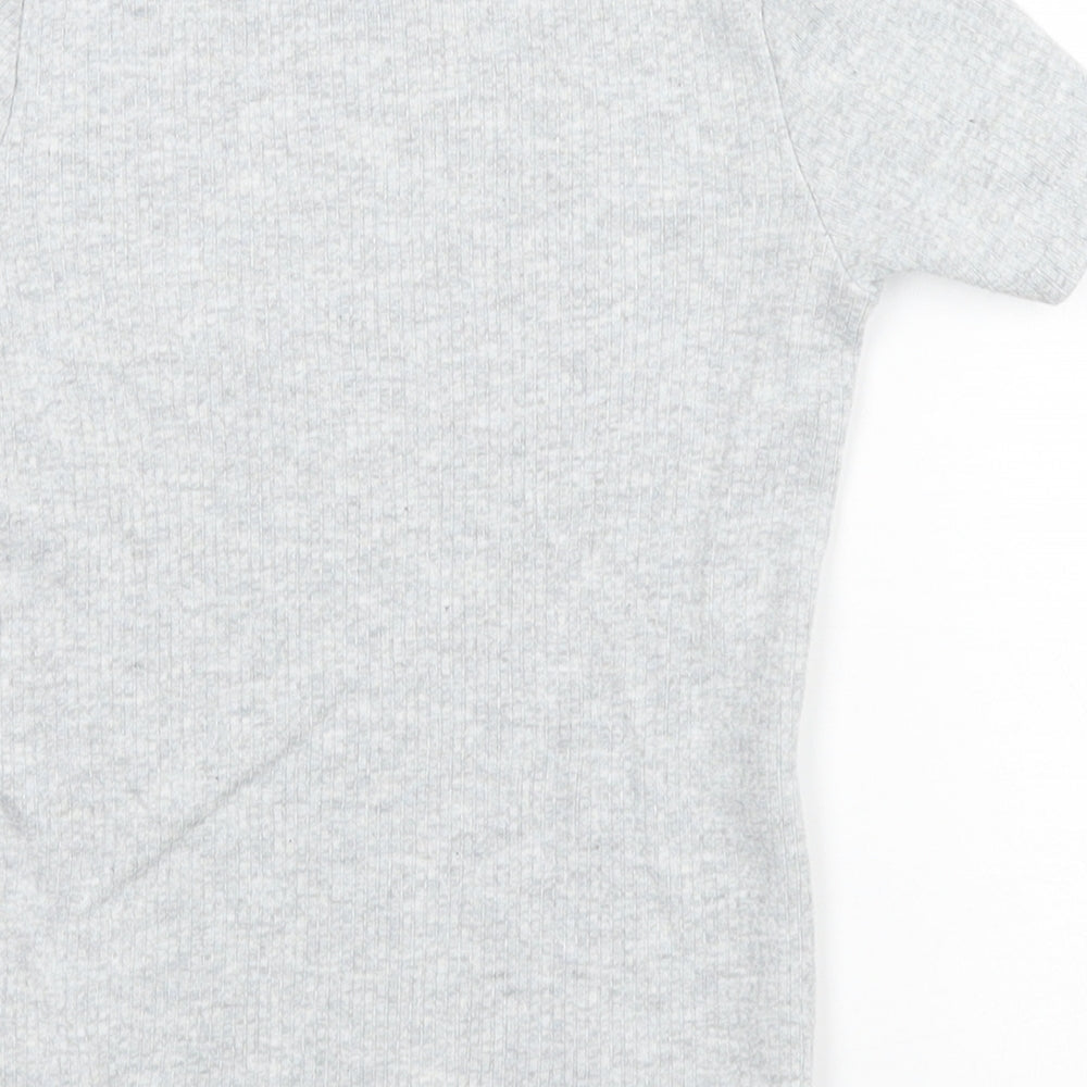 F&F Boys Grey Cotton Basic T-Shirt Size 7 Years Round Neck