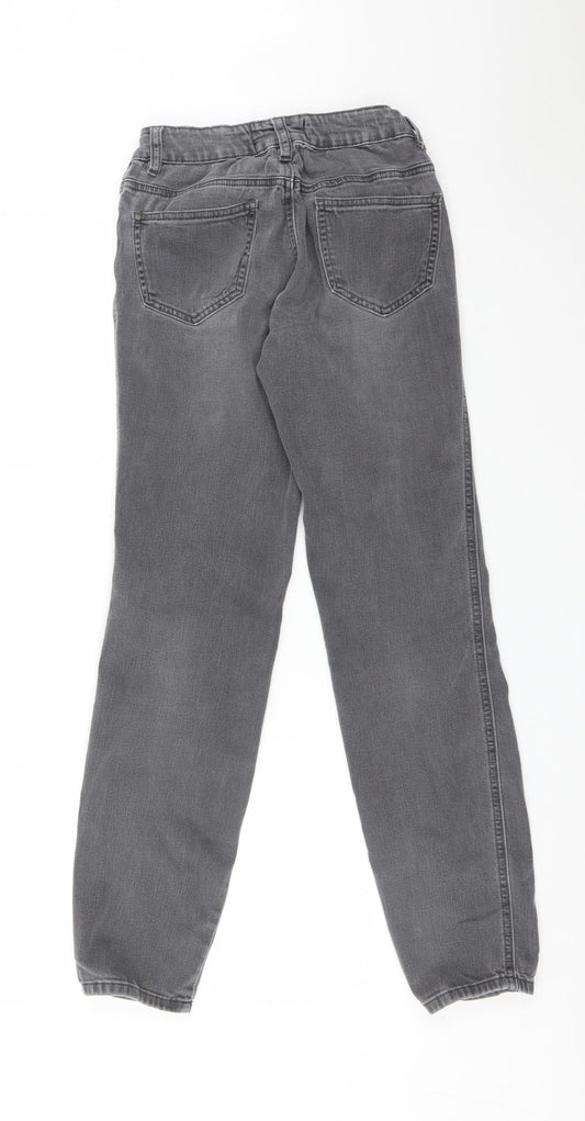 New Look Womens Grey Cotton Straight Jeans Size 10 L30 in Regular