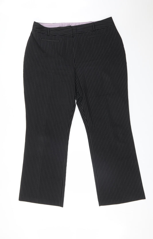 Womens UK Size 16 BHS Regular Fit Dress Pants Black Trousers