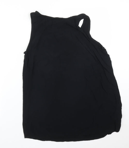 M&S Womens Black Viscose Basic T-Shirt Size 12 Round Neck