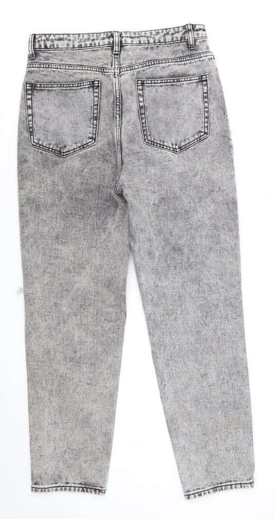 Misspap Womens Black Cotton Skinny Jeans Size 10 L27 in Regular - Black Grey Stonewash