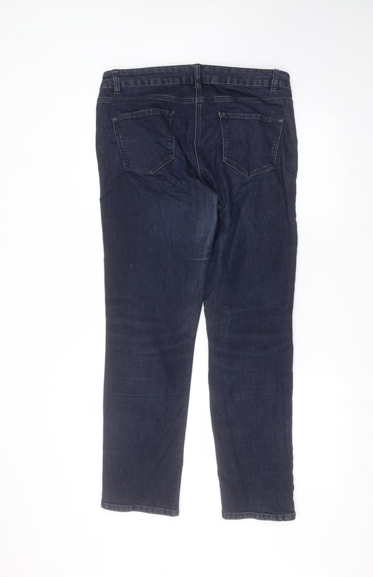 Bonmarché Mens Blue Polyester Straight Jeans Size 16 L27 in Regular