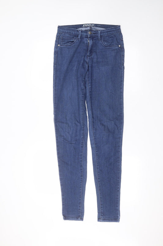 Additional front view of Only women’s blue viscose skinny jeans, size S, 30-inch leg regular