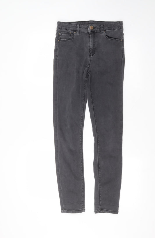 Additional front view of ASOS women’s grey cotton skinny jeans, size UK 26, in, 32-inch leg regular