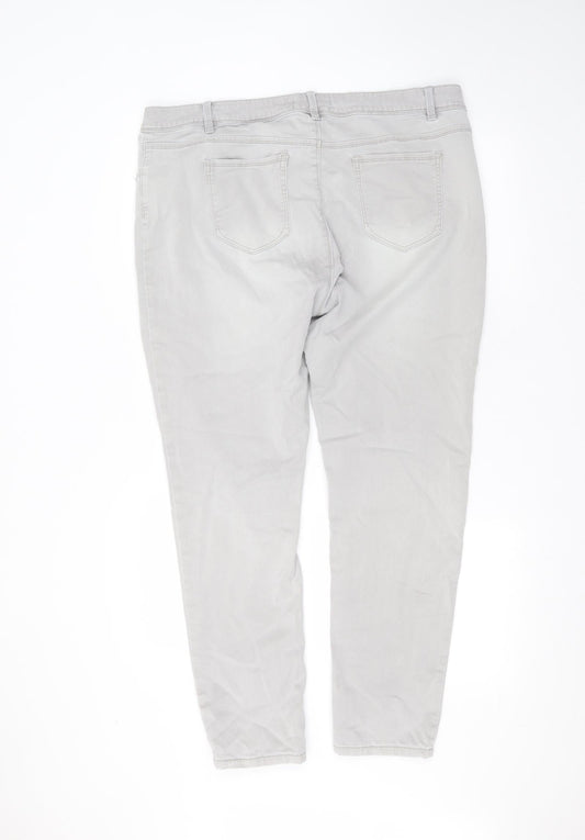 Matalan Womens Grey Cotton Straight Jeans Size 20 L27 in Regular