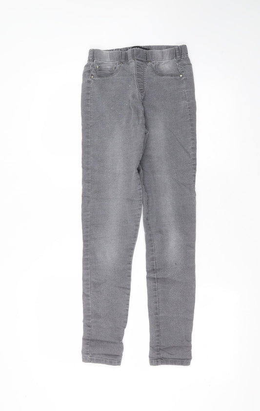 Additional front view of Peacocks women’s grey cotton skinny jeans, size UK 8, 26-inch leg regular