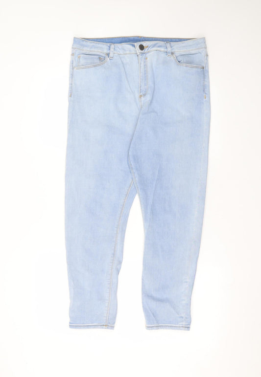 Additional front view of ASOS women’s blue cotton skinny jeans, size UK 34, in, 25-inch leg regular