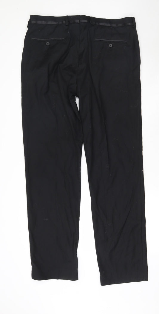 George Womens Black Polyester Trousers L32 in Classic Zip