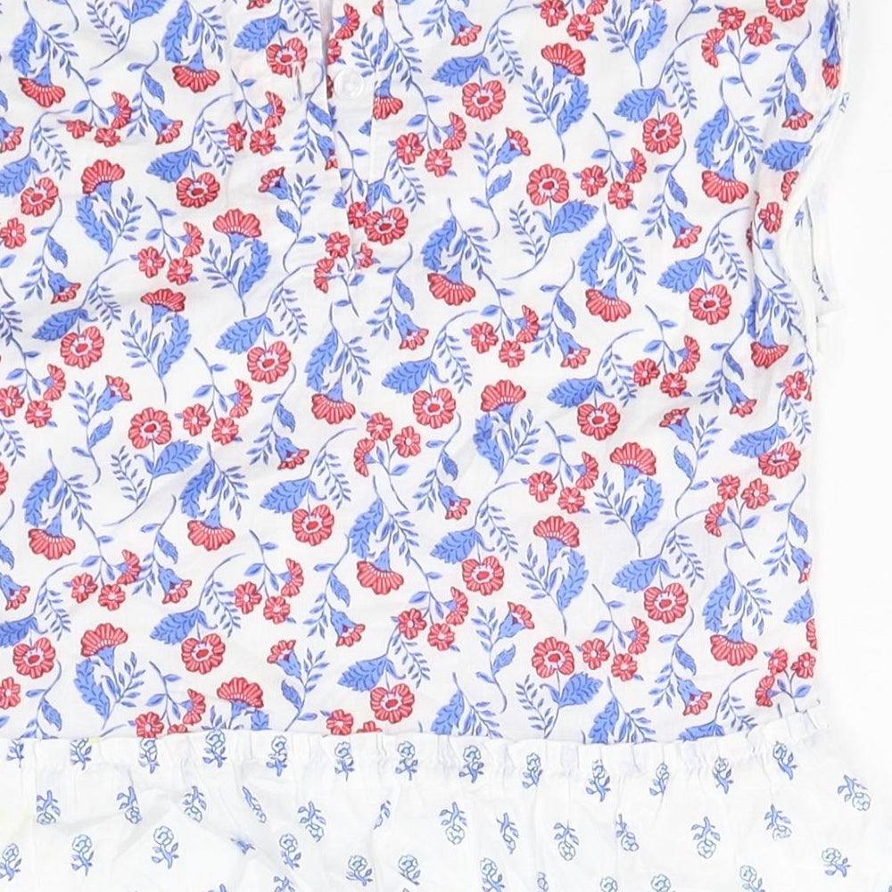 Brand and care label for Gap girls’ multicoloured floral 100% cotton basic blouse, size 5, years round neck