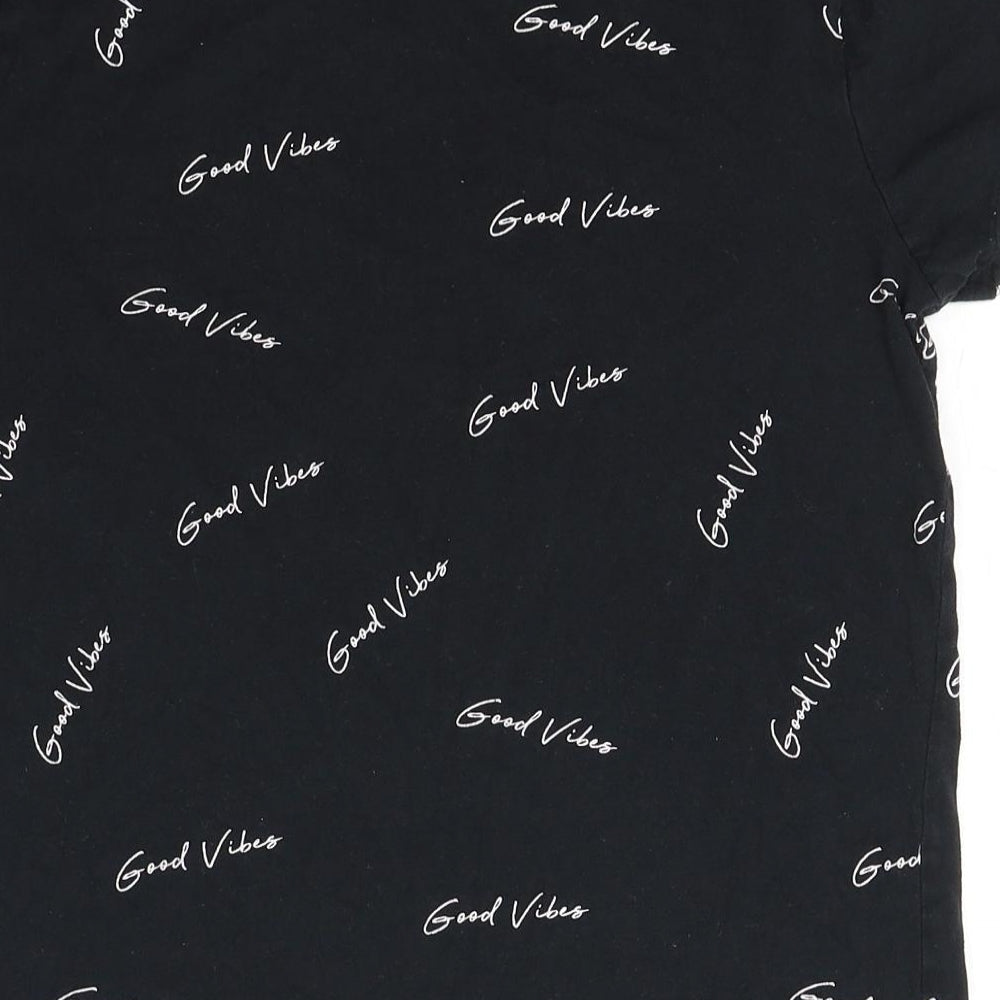 Primark Womens Black 100% Cotton Basic T-Shirt Size S Round Neck