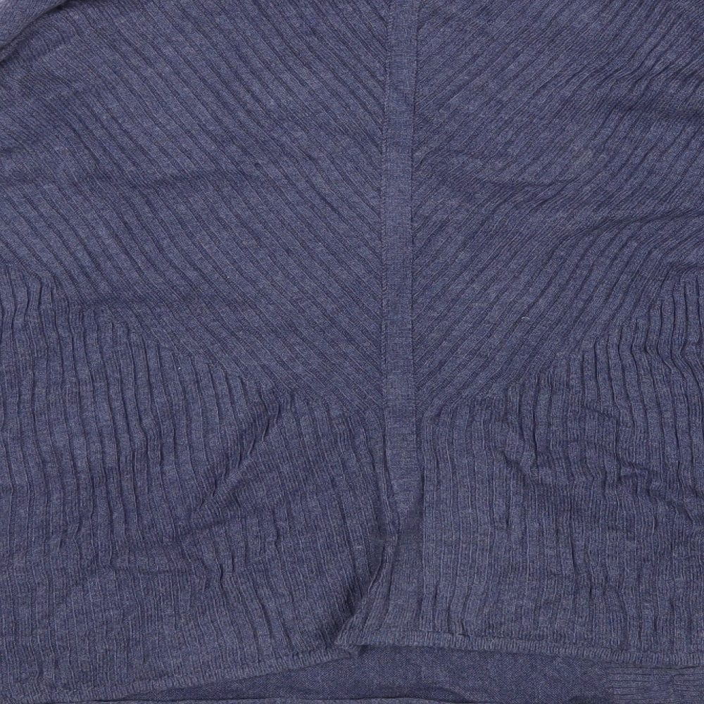 George Womens Blue V-Neck Nylon Wrap Jumper Size 14